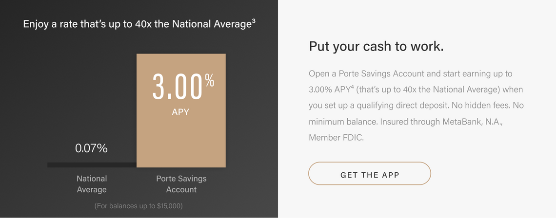 Porte savings account APY rate